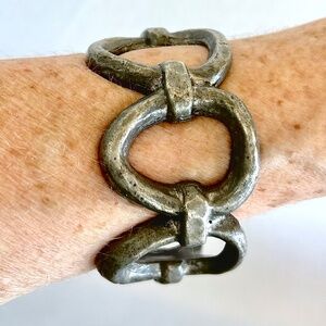 Hand Cast French Vintage Brutalist Modernist Cuff Bracelet 1930's -50's